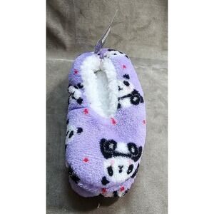 Airwalk Girls Kids Fuzzy Slipper‎ Socks Purple Panda Fleece Grip Sole NWT Size M